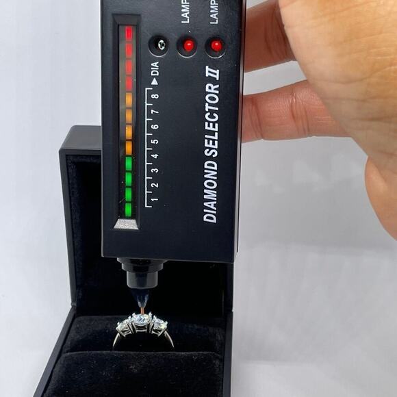 Three Stone Moissanite Ring Past Present Future Trilogy Wedding Anniversary Band - Picture 4 of 10